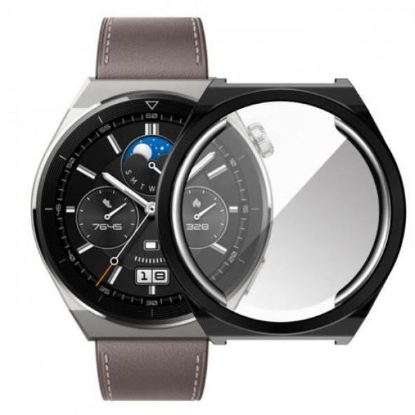 Polham Huawei Watch GT 3 Pro 46mm Ful Kaplama Koruyucu Kılıf, Soft Silikon Darbe Emici Saat Kılıf