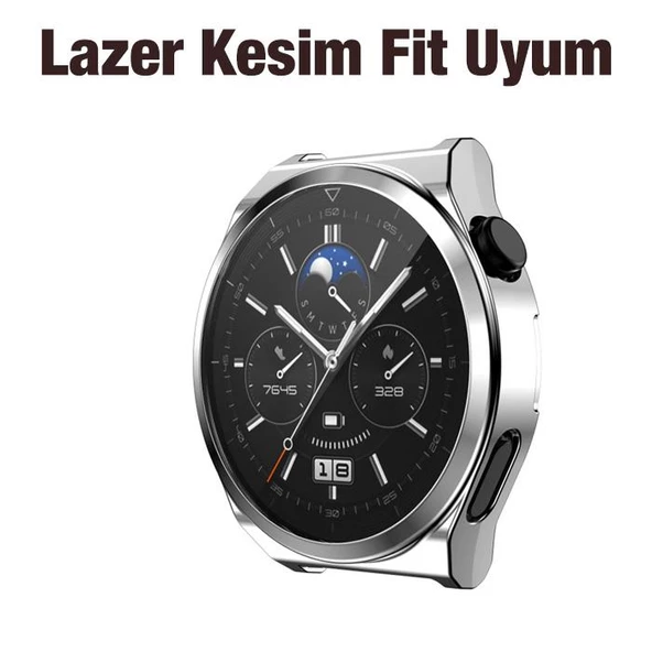 Polham Huawei Watch GT 3 Pro 43mm Ful Kaplama Koruyucu Kılıf, Soft Silikon Darbe Emici Saat Kılıf - 4