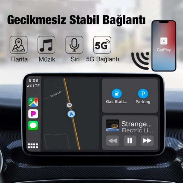 Coofbe Araç İçi İphone Cihazlar İçin Kablosuz Apple CAR PLAY Adaptörü, Wireless Carplay Çevirici - 3