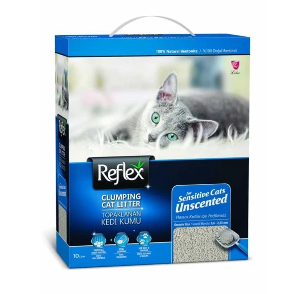 Reflex Hassas Kediler Için Kokusuz Hızlı Topaklanan Kedi Kumu 10 Lt