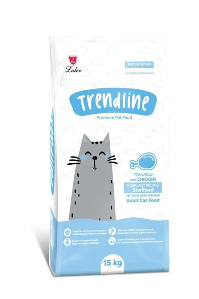 Trendline Kisirlastirilmis Tavuklu Yetişkin Kedi Maması 15 Kg