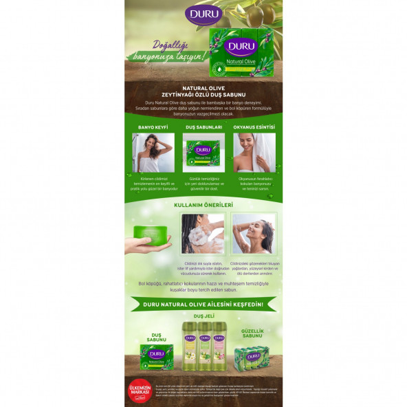 Duru Natural Olive Zeytinyağlı 4 Adet Banyo Sabunu 600Gr - 4
