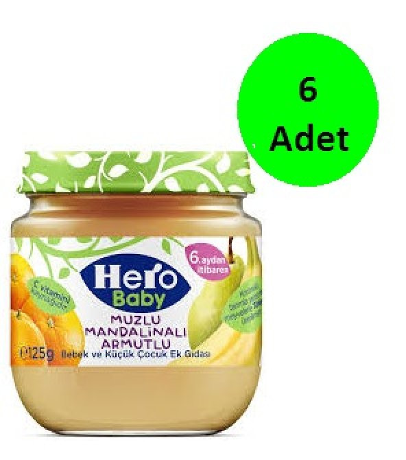 Hero Baby Muzlu Mandalinalı Armutlu Kavanoz Maması 125 gr 6 Adet