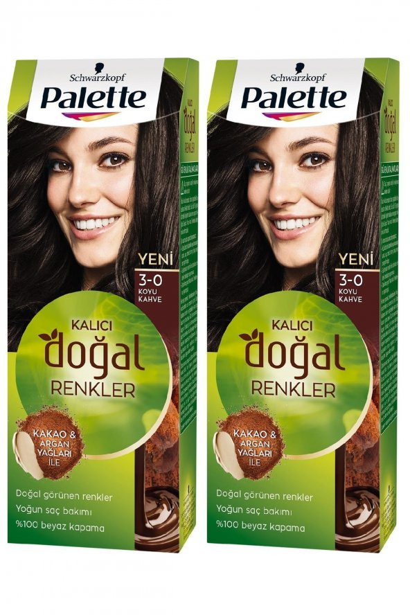 Palette Saç Boyası Kalıcı Doğal Renkler 3-0 KOYU KAHVE x 2 Paket - 2