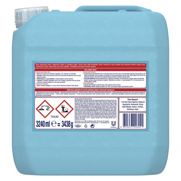 Domestos Okyanus Ferahlığı Yoğun Kıvamlı Çamaşır Suyu 3240 ML - 4