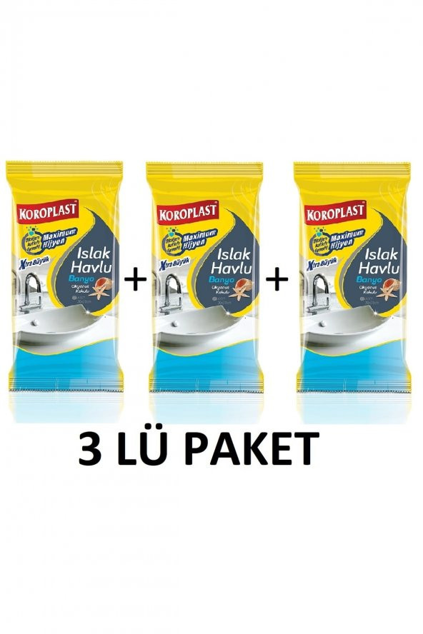 Koroplast Islak Havlu Banyo Okyanus Kokulu 30lu x 3 Paket (20x30 cm)