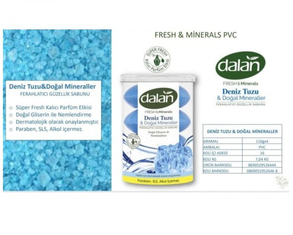 Dalan Fresh Minerals Duş Sabunu Deniz Tuzu 4 x 110 Gr x 2 Paket - Resim 3