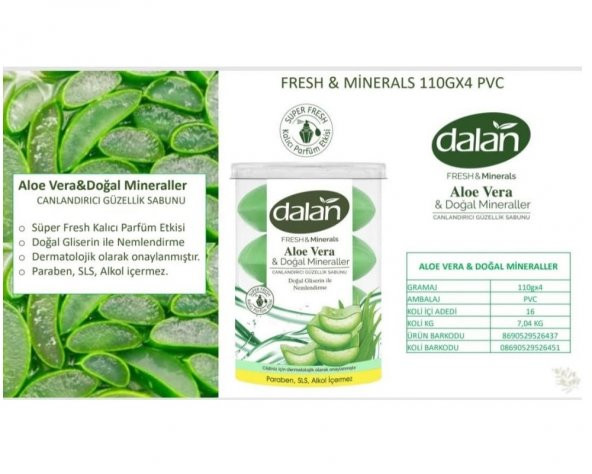 Dalan Fresh Minerals Duş Sabunu Aloe Vera 4 x 110 Gr x 4 Paket - 3
