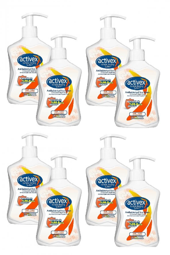 Activex Antibakteriyel Aktif Sıvı Sabun 300 Ml x 8 Adet
