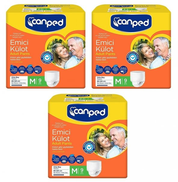 Canped Hasta Bezi Orta Boy M  9 Lu Emici Külot x 3 Adet ürün görseli