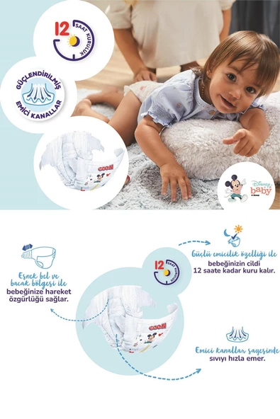 Goo.n Goon Mutlu Bebek Bant Bebek Bezi 5 Numara Aylık Paket 100 Adet - 2