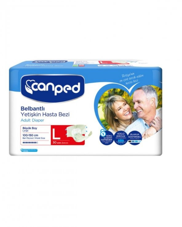 Canped Hasta Bezi Yetişkin Bel Bantlı L Büyük Boy 30 Adet Tekli Pk ürün görseli