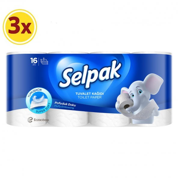 Selpak Tuvalet Kağıdı Hijyen 16 lı x 3 Adet - 1