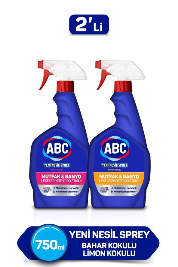 ABC Yeni Nesil Sprey Banyo&mutfak 750 Ml X 2 - Bahar Tutkusu&limon