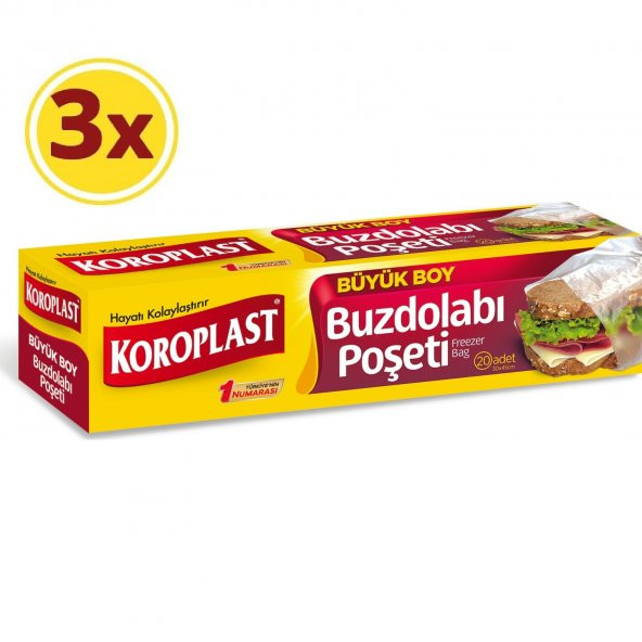 Koroplast Buzdolabı Poşeti Büyük Boy 20 Li 30x45 cm x 3 Adet