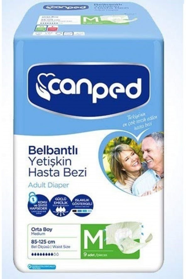 Canped Belbantlı Yetişkin Hasta Bezi Orta Boy 9 lu