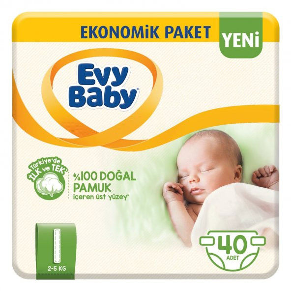 Evy Baby Bebek Bezi 1 Beden Yenidoğan 40 Adet Yeni Paket