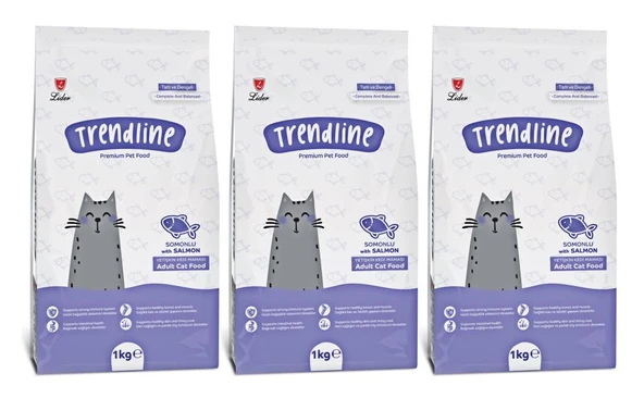 Trendline Somunlu Yetişkin Kedi Maması 1 Kg 3 lü Set