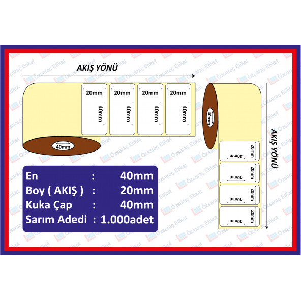 20X40 ECO TERMAL ETİKET TEKLİ ( 1000 li ) SARIM