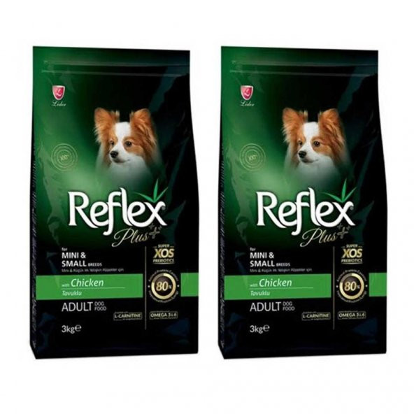 Reflex Plus Küçük Mini Irk Tavuklu Yetişkin Köpek Maması 3 Kg 2Li Set