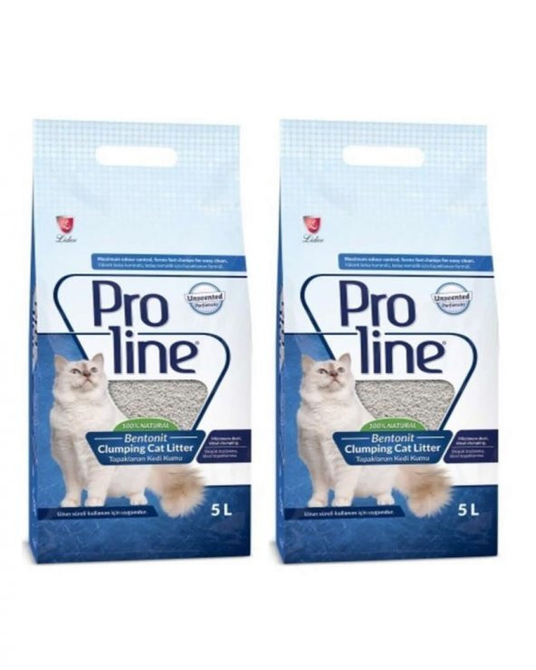 ProLine Topak İnce Parfümsüz Bentonit Kedi Kumu 5lt 2 Adet ürün görseli