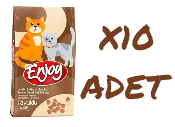 Enjoy Tavuk Etli Yetişkin Kedi Maması 1 Kg 10 Adet