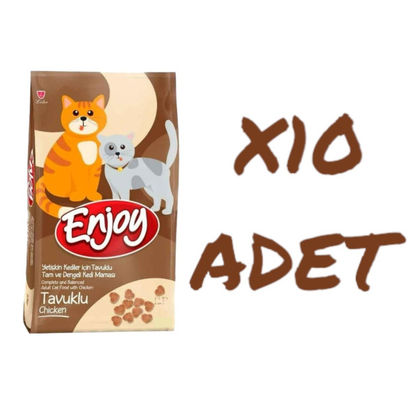 Enjoy Tavuk Etli Yetişkin Kedi Maması 1 Kg 10 Adet