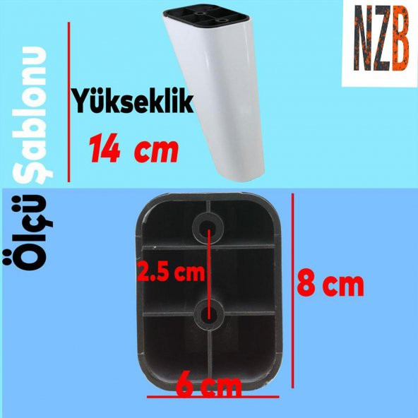 Lüks Mobilya Kanepe Sehpa TV Ünitesi Koltuk Ayağı 14 cm Beyaz Oval Baza Ayak - Resim 2