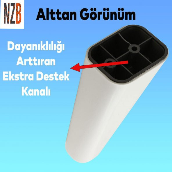 Lüks Mobilya Kanepe Sehpa TV Ünitesi Koltuk Ayağı 14 cm Beyaz Oval Baza Ayak - Resim 3