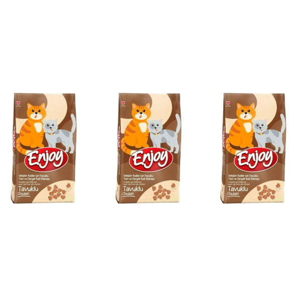 Enjoy Tavuk Etli Yetişkin Kedi Maması 1 Kg 3 Adet