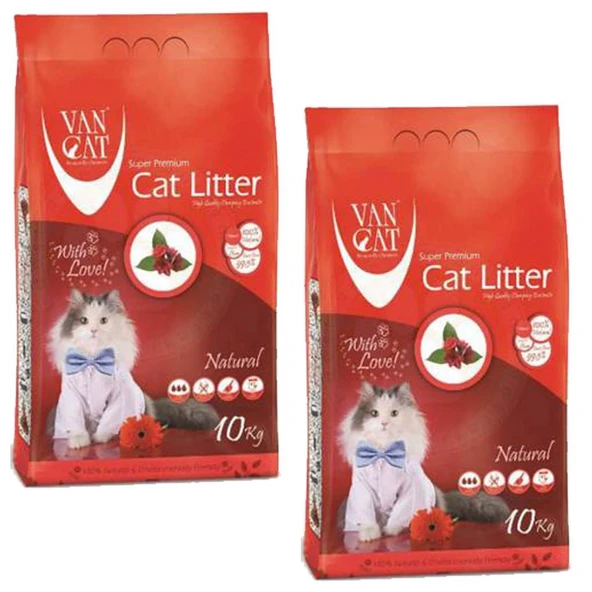 Vancat Naturel Beyaz İnce Taneli Kedi Kumu 10 Kg *2 Adet - 1