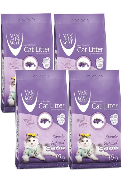 Vancat Lavanta Kokulu İnce Taneli Kedi Kumu 10 Kg 4 Adet ürün görseli