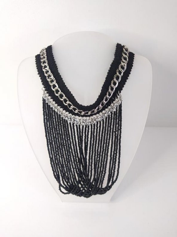 Kolye Gerdanlık Kadın Choker Bohem Kolyeler El Yapımı Uzun Püskül Boncuklar Bayan Kolye Takı Tasma - 3