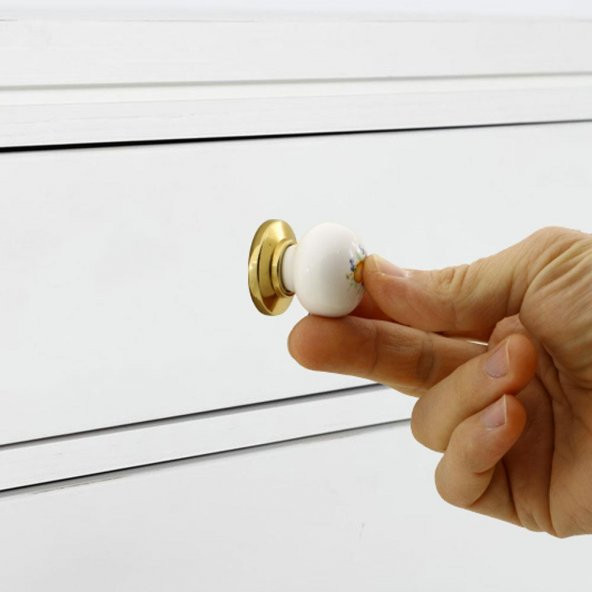 Porselen Düğme Çekmece Dolap Kapak Kulpu Kulbu Porselen Kulp Albrifin - Resim 3