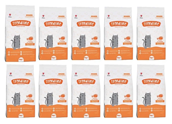 Trendline Kitten Tavuklu Yavru Kedi Maması 1 Kg 10 Adet