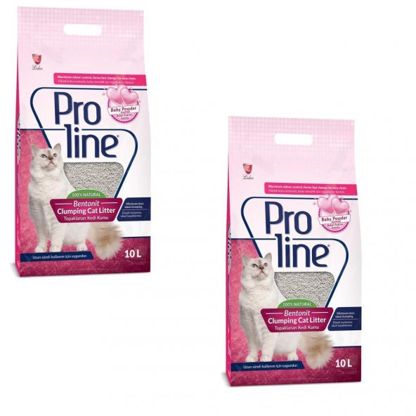 Pro Line Babypowder ParfümLü Kedi Kumu 10 Lt 2 Adet