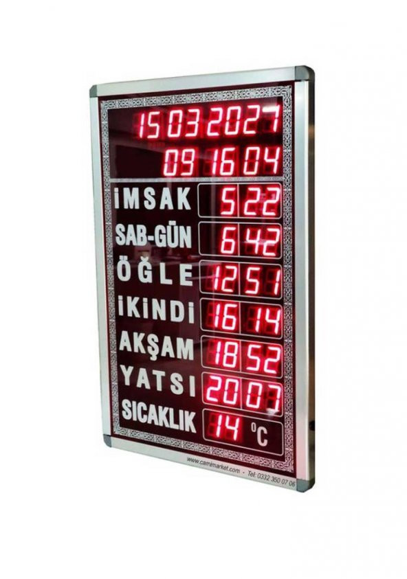 Dijital Cami Saati 40x60 Cm Beyaz Kumandalı - Resim 2