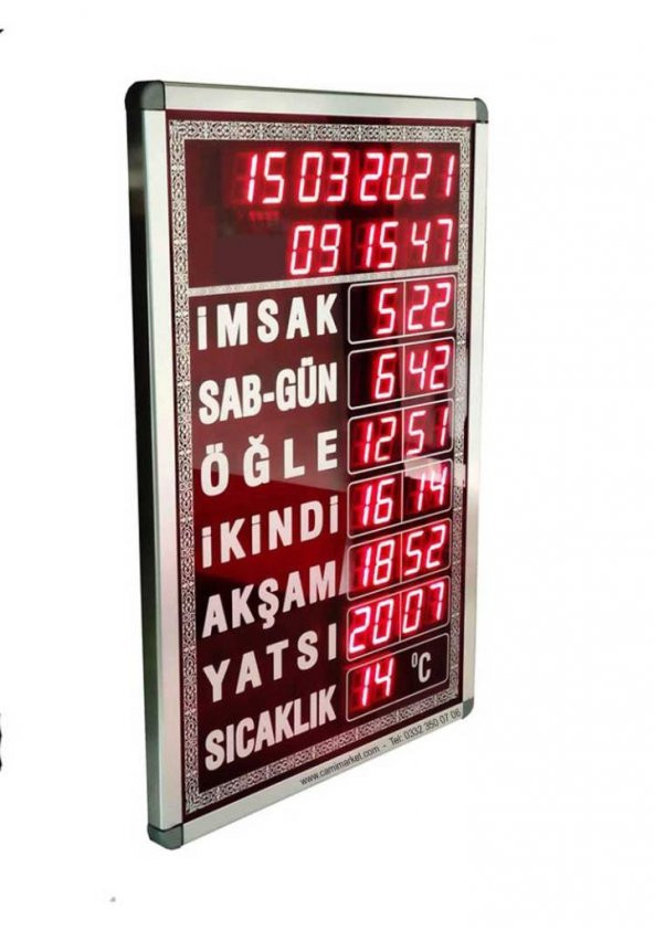 Dijital Cami Saati 40x60 Cm Beyaz Kumandalı - Resim 3