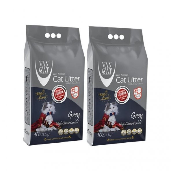 Vancat Aktif Karbon Kokusuz Kedi Kumu 10 Lt 2 Adet