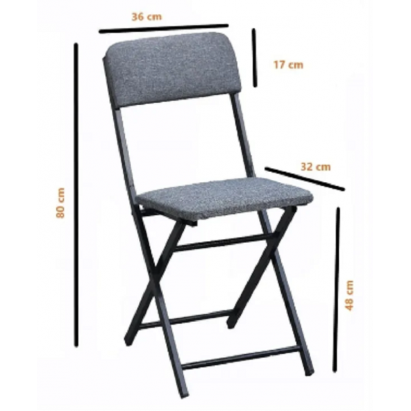 Masa Sandalye Katlanır Bistro Takımı 60cm Çam Desenli Masa Keten Gri Sandalye - 3