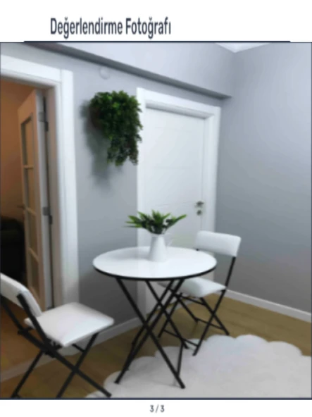 Masa Sandalye Katlanır Bistro Takımı 60cm Beyaz Masa Beyaz Suni Deri Sandalye - 5