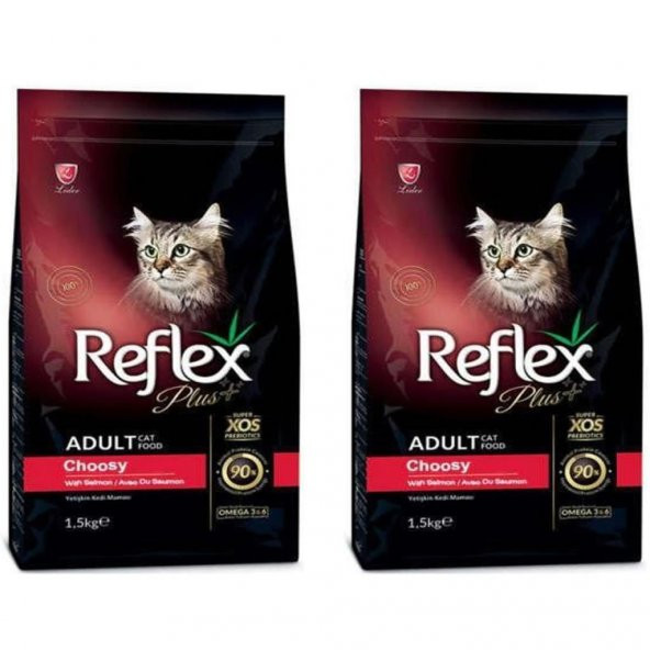 Reflex Plus Choosy Somonlu Kuru Kedi Maması 1,5 Kg 2Li Set