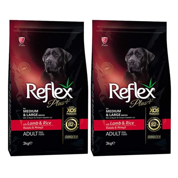 Reflex Plus Orta Büyük Irk Kuzulu Pirinçli Yetişkin Köpek Maması 3 Kg 2 Adet