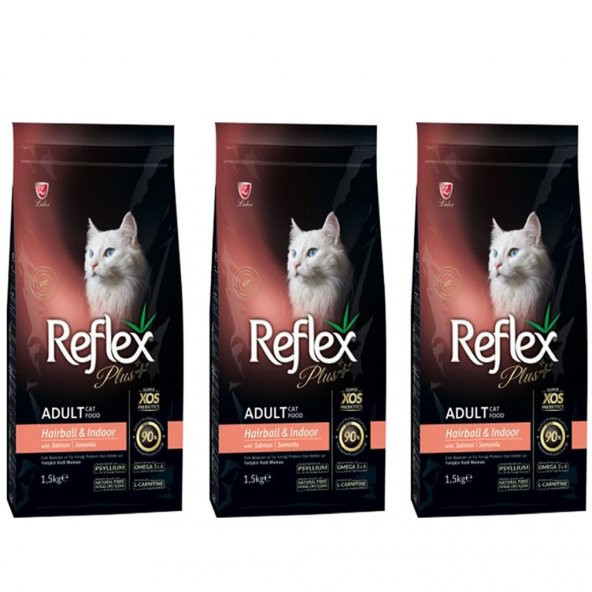 Reflex Plus Somonlu Hairball Yetişkin Kedi Maması 1,5 Kg 3 Adet
