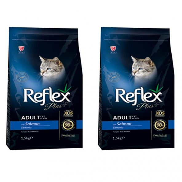 Reflex Plus Somon Balıklı Yetişkin Kedi Maması 1,5 Kg 2Li Set