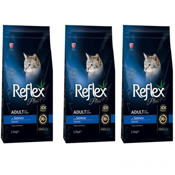 Reflex Plus Somon Balıklı Yetişkin Kedi Maması 1,5 Kg 3Lü Set