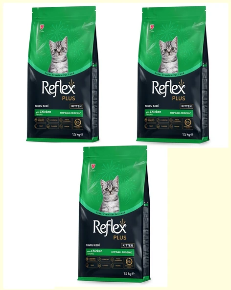 Reflex Plus Tavuklu Yavru Kedi Maması 1,5 Kg 3'Lü Set