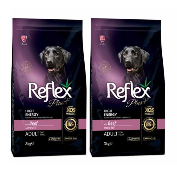 Reflex Plus Yüksek Aktiviteli Dana Etli Yetişkin Köpek Maması 3 Kg 2 Adet