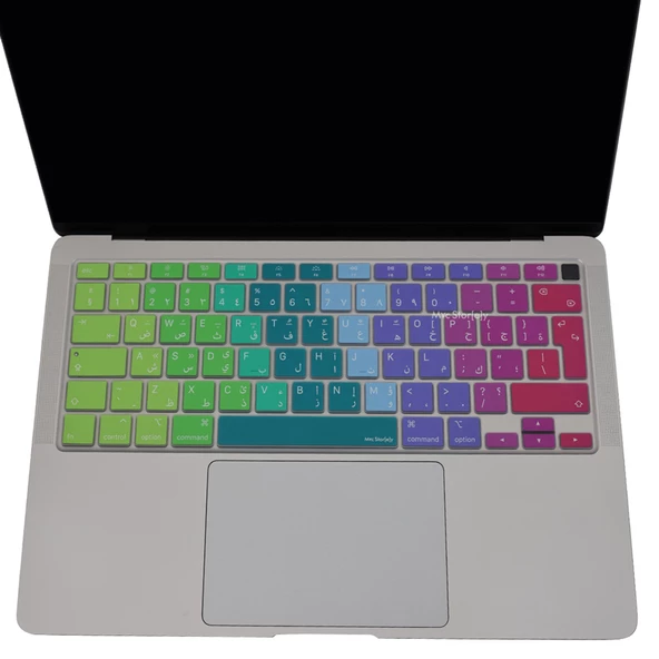 Arapça Klavye Macbook Air M1 13 inç Kılıf (TouchID'li Air) A2337 A2179 UK Enter ile Uyumlu Dazzle - 3