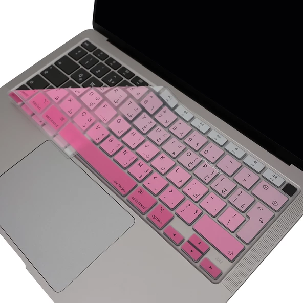 Arapça Klavye Koruyucu Macbook Air M1 13inç (TouchID'li Air) A2337 A2179 UK Enter ile Uyumlu Gradient